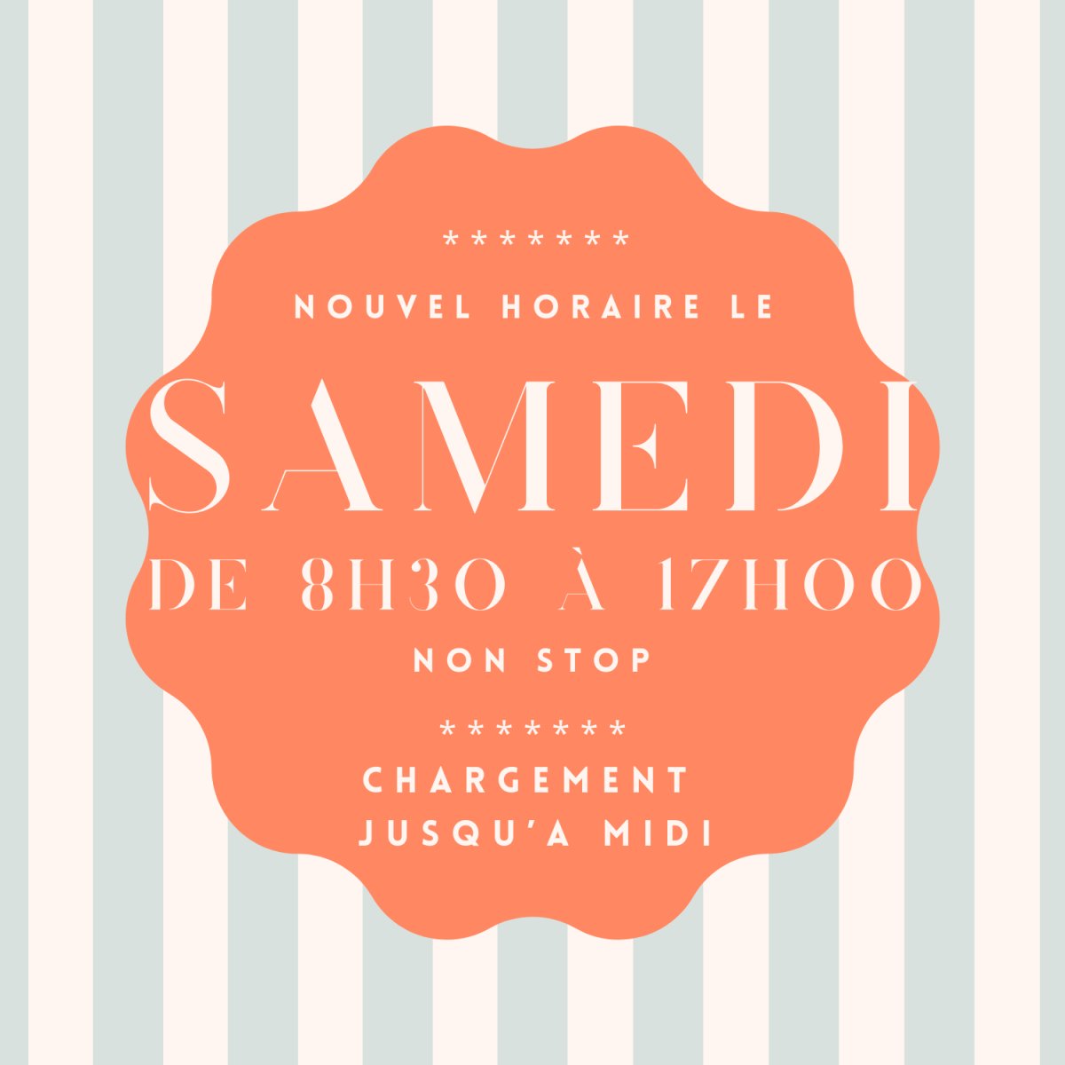 Nouveaux Horaires pour le Samedi à Roanne